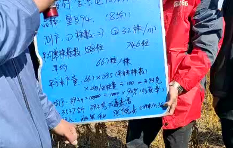 墾豆94 現(xiàn)場(chǎng)會(huì)測(cè)產(chǎn)每坰地39.5袋